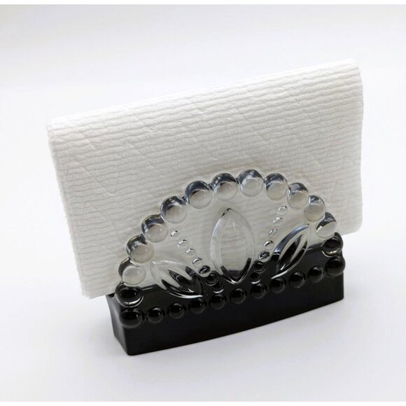 Napkin or Note Holder Epoxy Resin Clear and Black Detailed Hand Crafted NEW - Picture 5 of 9
